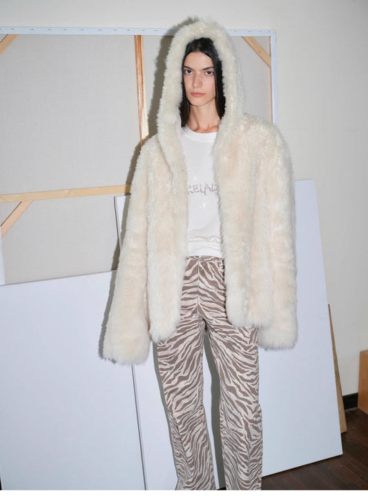 "Winter Snow" lazy silhouette hooded Tuscan curly sheepskin fur coat winter-1