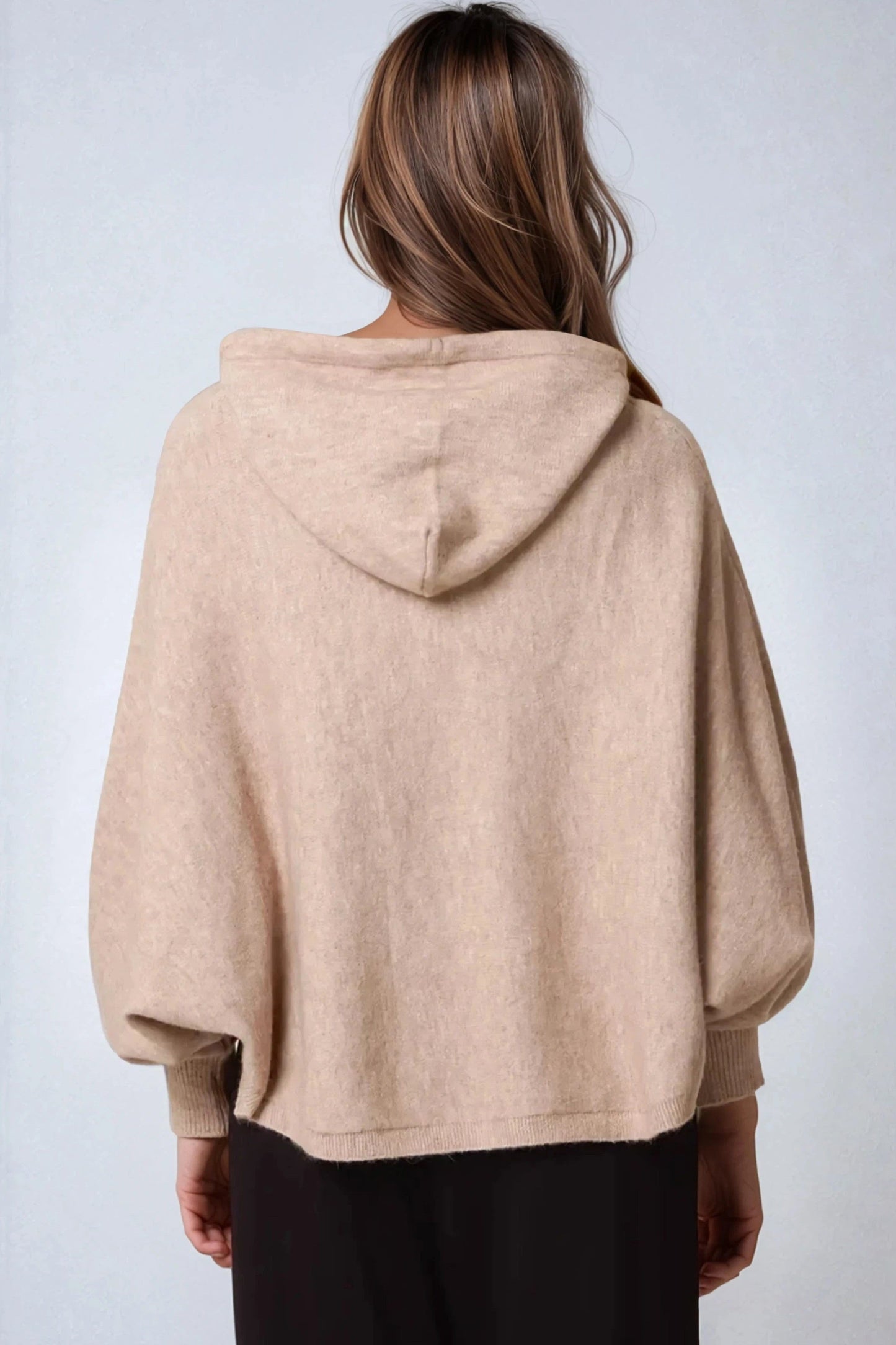 Mocha Boxy Knit Hoodie-2