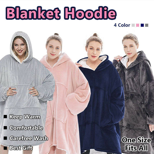 Check Hoodie Blanket Reversible Oversized Ultra Plush Sherpa Giant Hooded