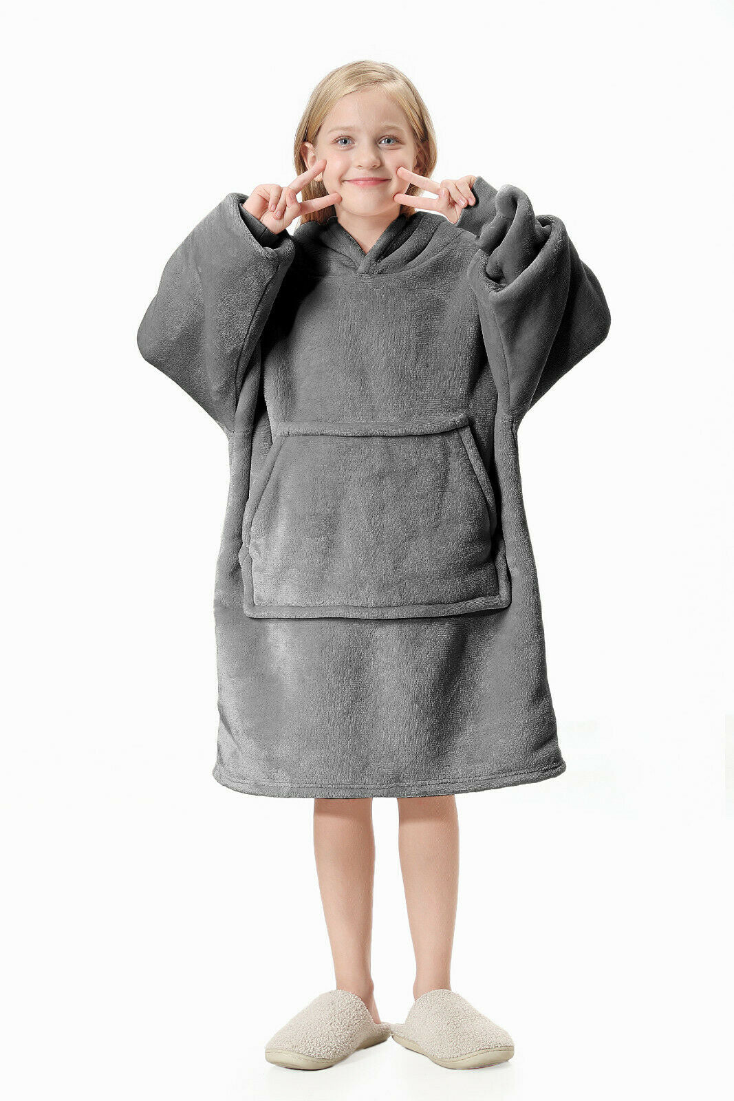 Pink Kids Children's Oversized Hoodie Blanket Sherpa Hooded Sweatshirt