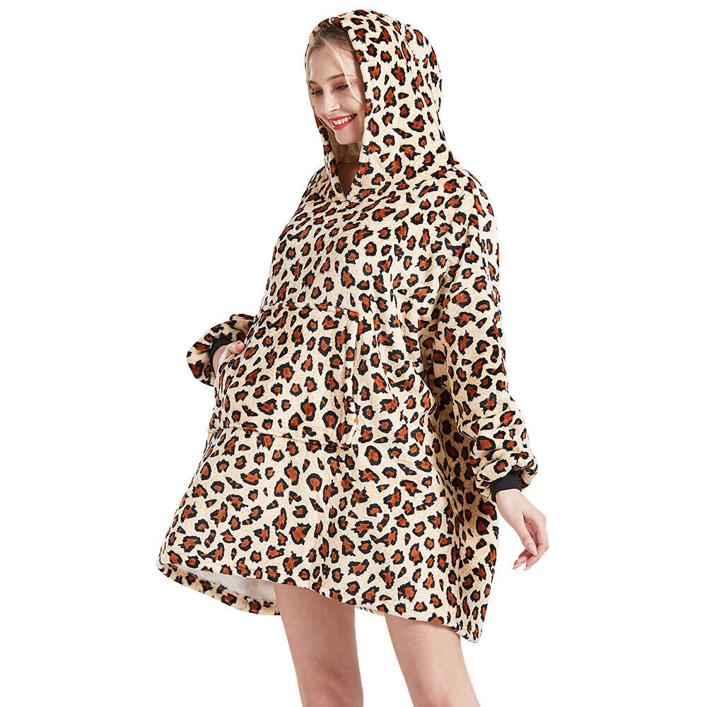 Check Hoodie Blanket Reversible Oversized Ultra Plush Sherpa Giant Hooded
