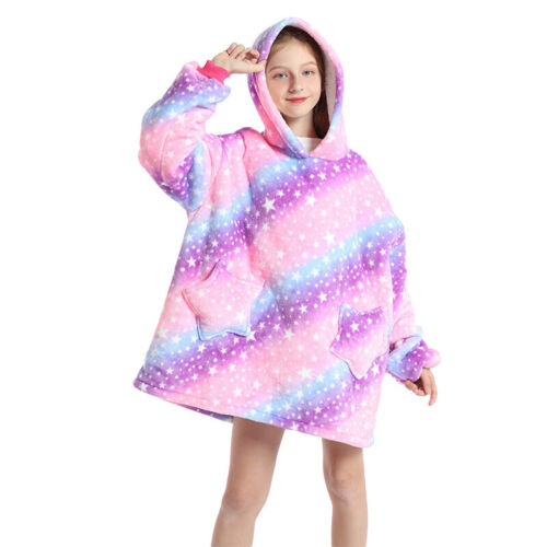Hoodie Blanket Oversized Plush Sherpa Fleece Sweatshirt Hooded Boys/Girls Kids
