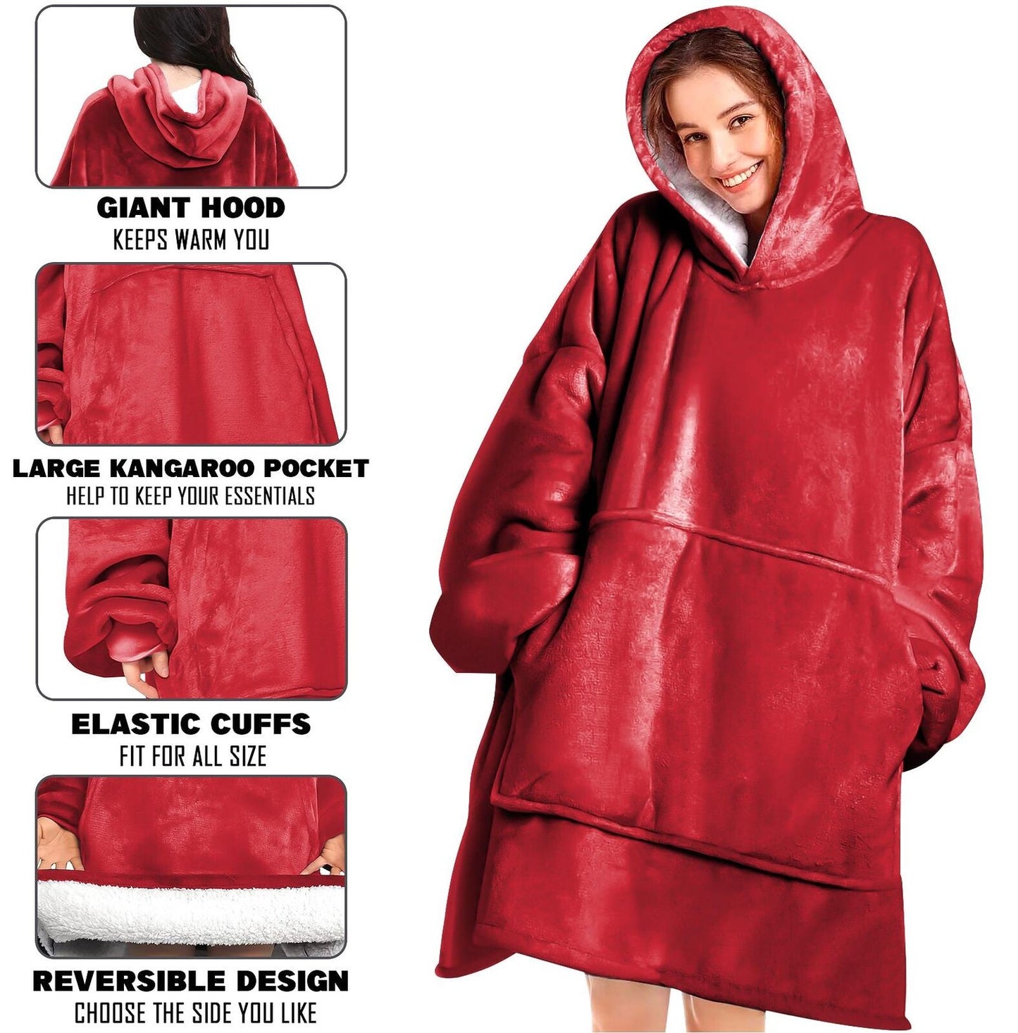 Sienna Hoodie Blanket Oversized Ultra Plush Sherpa Giant Big Hooded