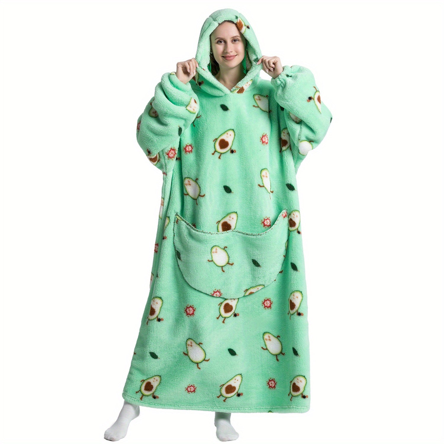 Sherpa Fleece Oversized Hoodie Blanket Sweatshirt-0
