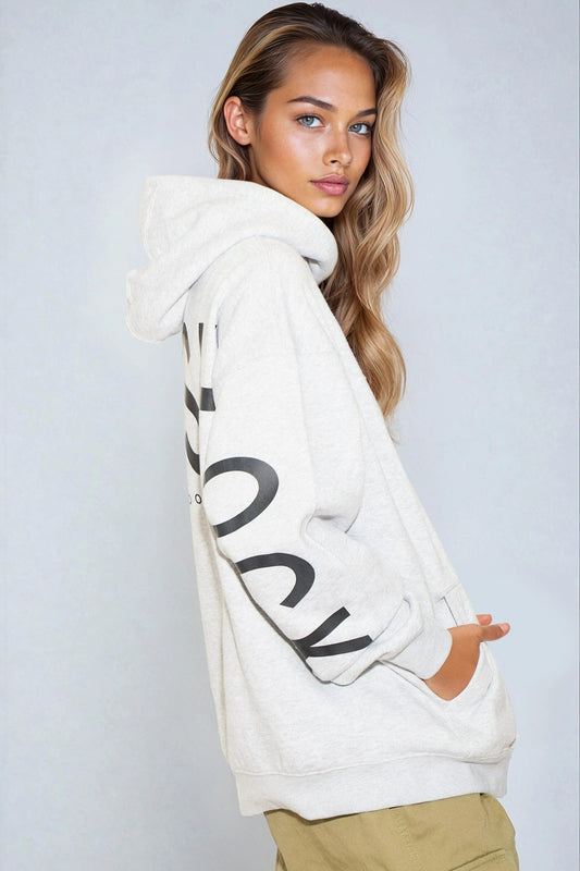 Silver Grey Aftershock Logo Oversized Hoodie-1
