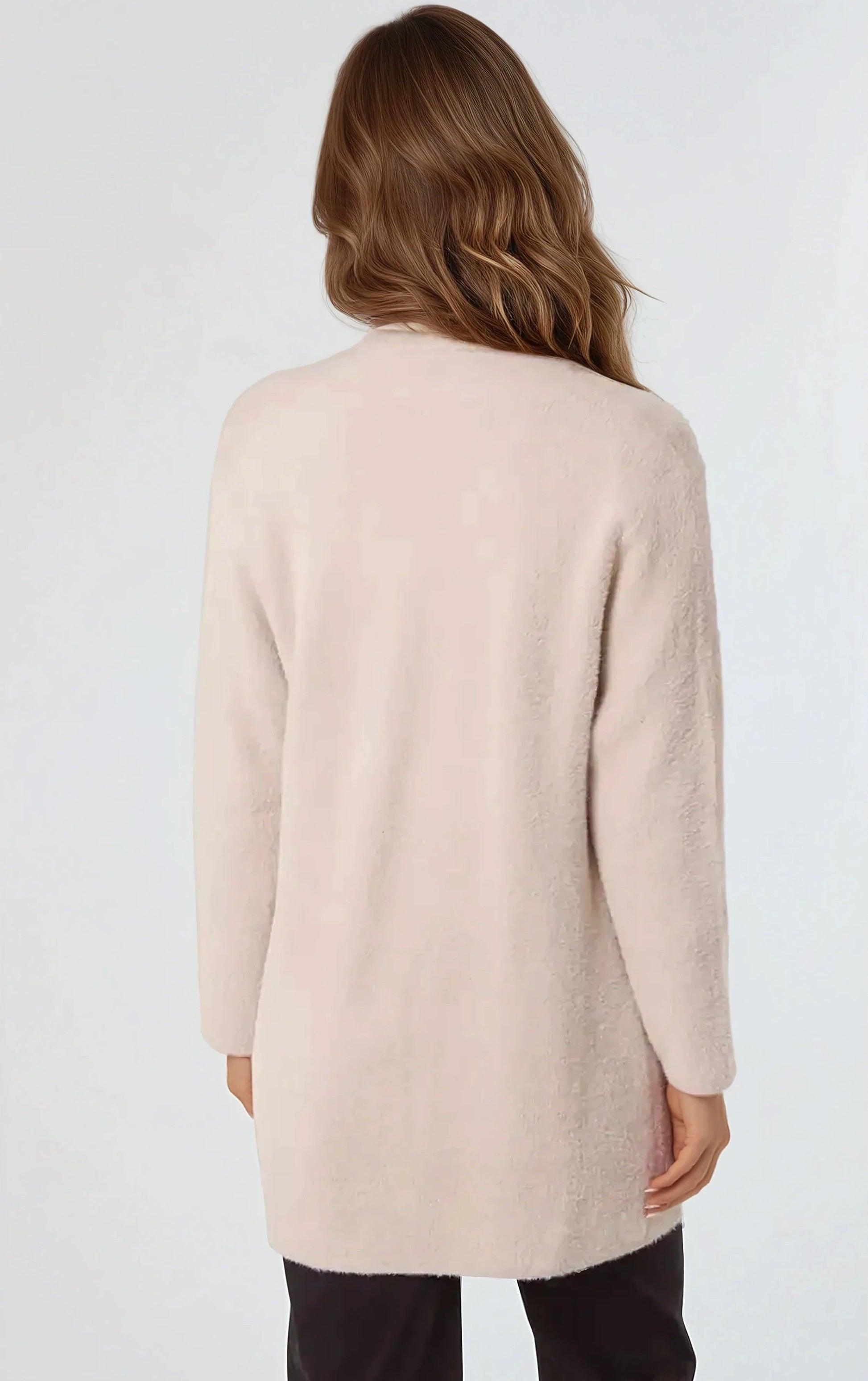 Beige Soft Open Front Cardigan-2