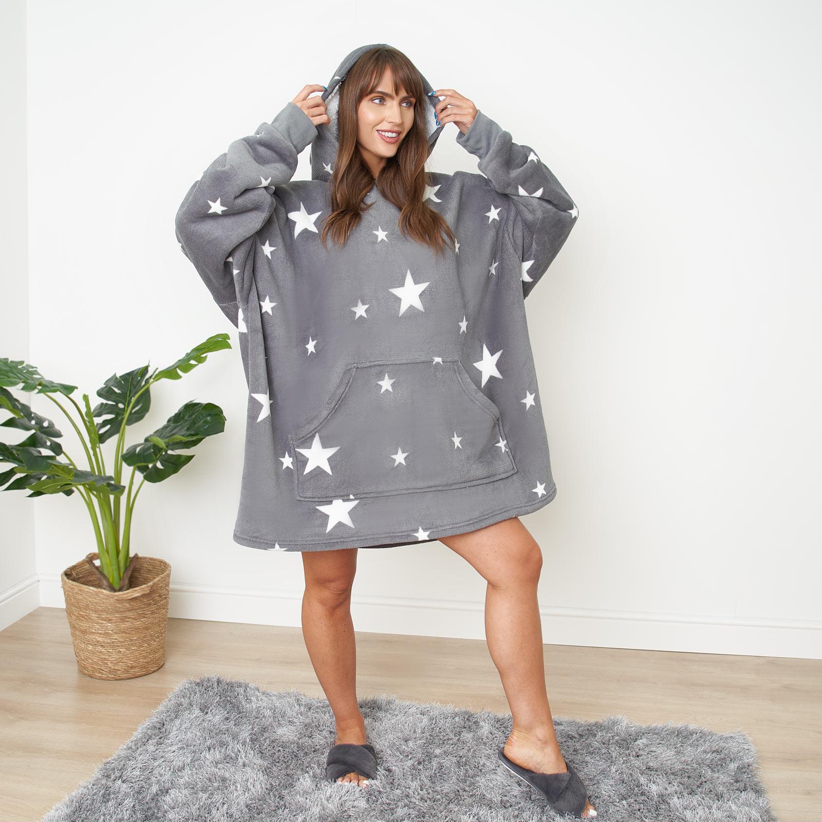 Star Oversized Hoodie Blanket Giant Wearable Warm Sherpa Fleece Adult